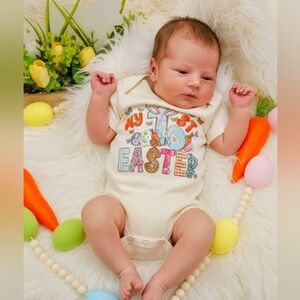 Handmade Cream 'My 1st Easter' Baby Onesie